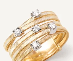Marco Bicego Rings|Five-Band Diamond Gold Ring