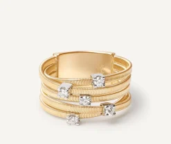 Marco Bicego Rings|Five-Band Diamond Gold Ring