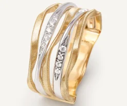 Marco Bicego Rings|Five-Band Ring With Diamond-Studded Plaques