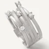 Marco Bicego Rings|Five-Band White Gold Ring With Prong-Set Diamonds And A Diamond-Studded Plaque