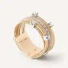 Marco Bicego Rings|Five-Band Yellow Gold Ring With Prong-Set Diamonds And A Diamond-Studded Plaque