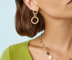 Marco Bicego Earrings|Gold Chandelier Earrings With Three Elements