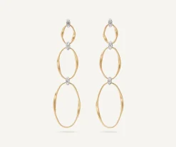 Marco Bicego Earrings|Gold Diamond Earrings With Three Elements