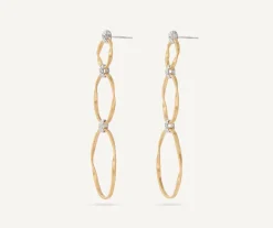 Marco Bicego Earrings|Gold Diamond Earrings With Three Elements