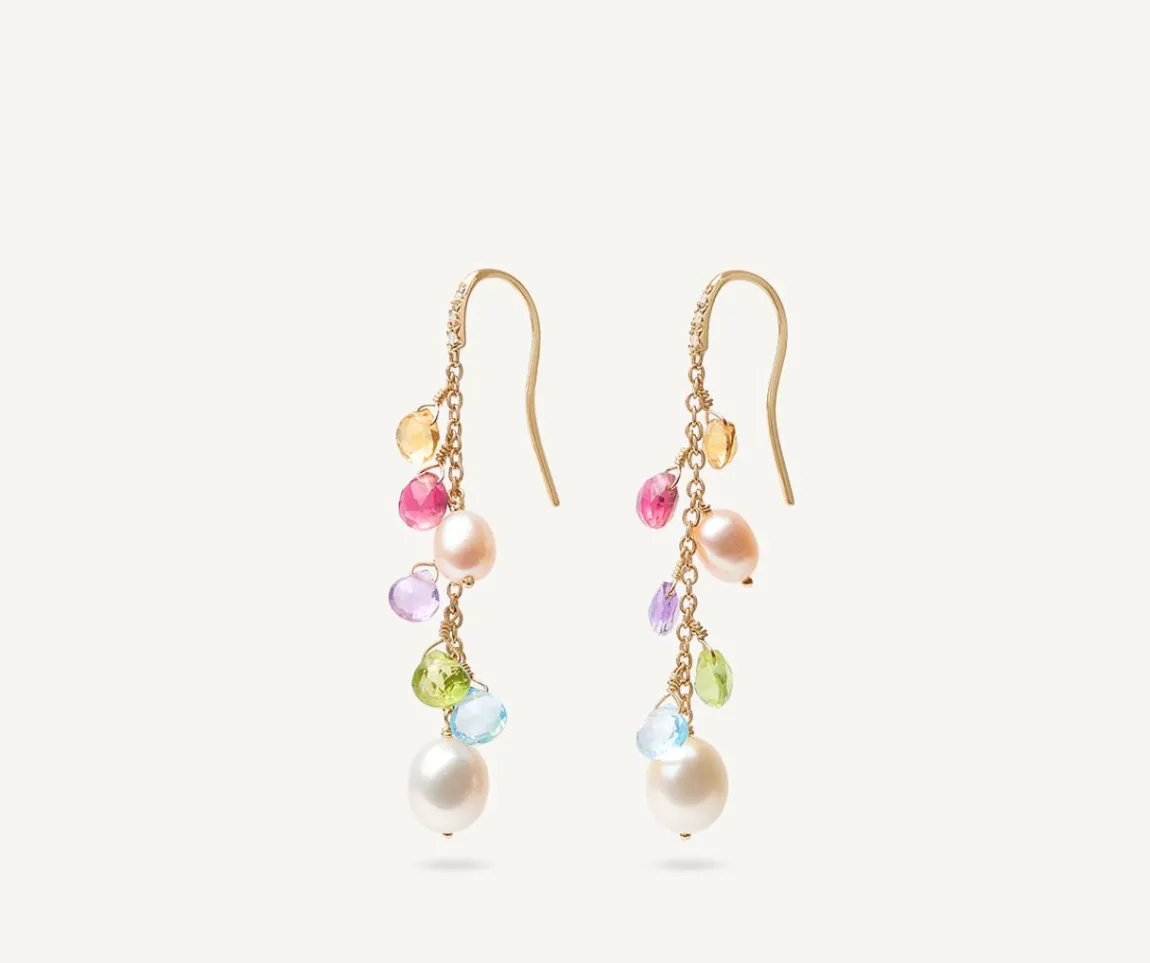Marco Bicego Earrings|Gold Drop Earrings With Diamonds, Pearls And Gemstones