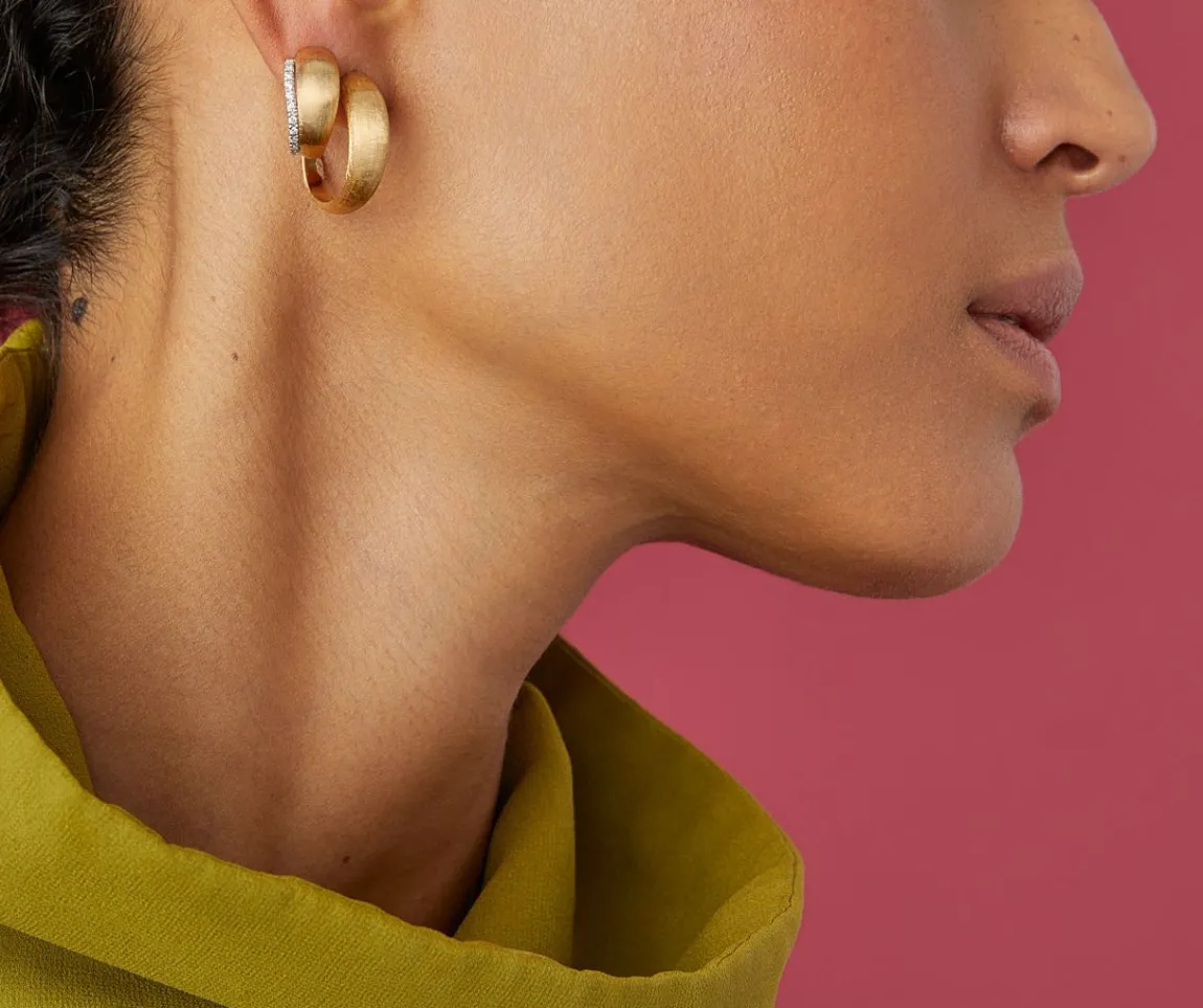 Marco Bicego Earrings|Gold Hoop Earrings With Diamonds, Mini