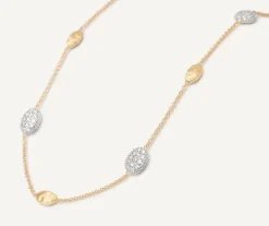 Marco Bicego Necklaces|Gold Necklace With Oval Elements And Diamonds