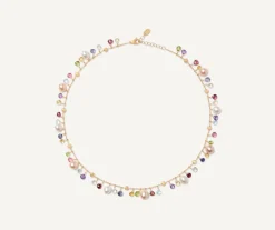 Marco Bicego Necklaces|Gold Necklace With Pearls And Multicoloured Gemstones
