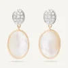 Marco Bicego Earrings|18Kt Yellow Gold Double Earrings With Diamonds And Mother-Of-Pearl