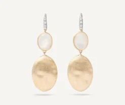 Marco Bicego Earrings|18Kt Yellow Gold Earrings With Mother-Of-Pearl And Diamond Hook