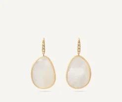 Marco Bicego Earrings|18Kt Yellow Gold Earrings With White Mother-Of-Pearl And Diamonds
