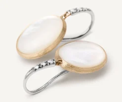 Marco Bicego Earrings|18Kt Yellow Gold Earrings With Mother-Of-Pearl And Diamond Hook