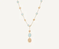 Marco Bicego Necklaces|18Kt Yellow Gold Lariat Necklace With Aquamarines And Diamonds