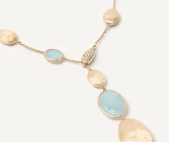 Marco Bicego Necklaces|18Kt Yellow Gold Lariat Necklace With Aquamarines And Diamonds