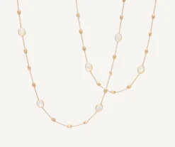 Marco Bicego Necklaces|18Kt Yellow Gold Long Necklace With Small Ovals, Mother-Of-Pearl, And Diamonds