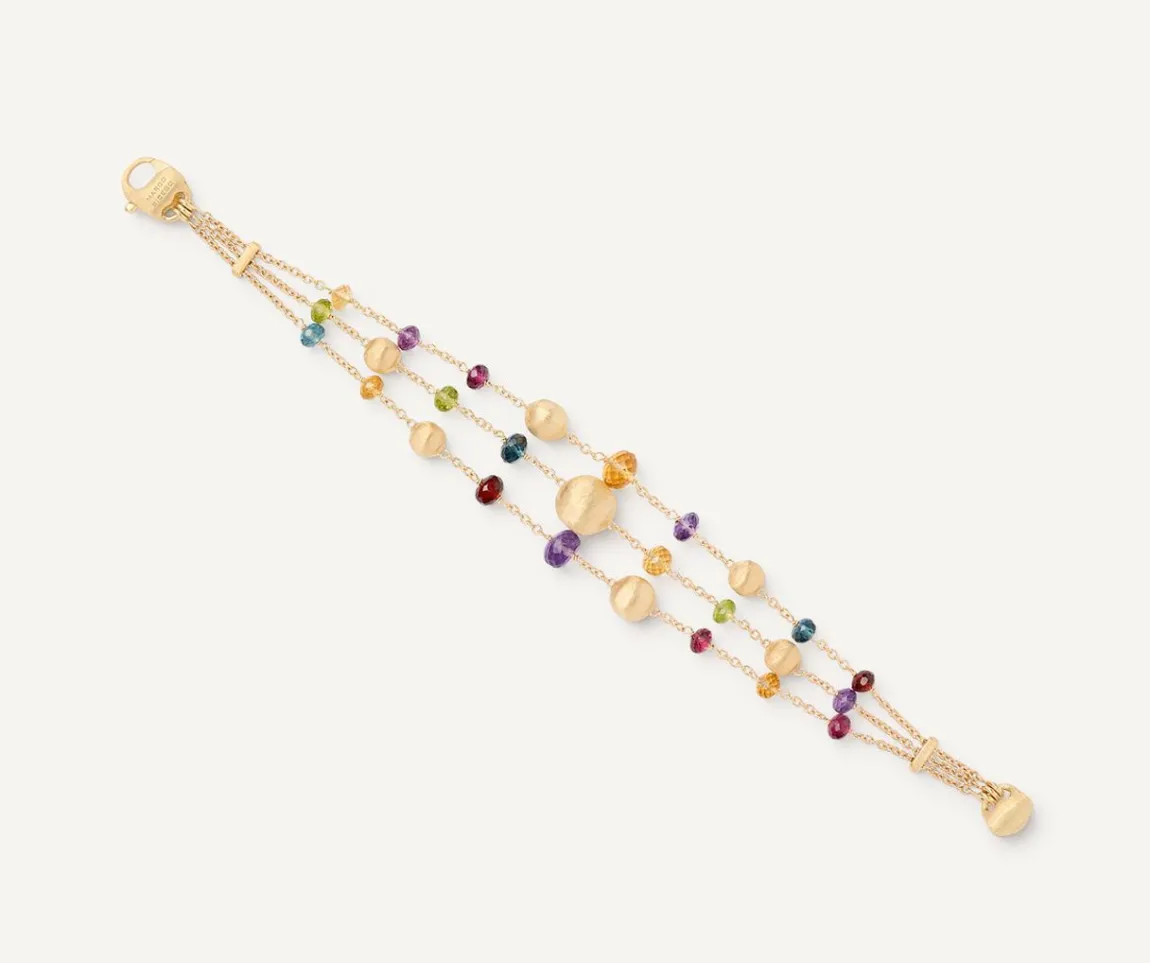 Marco Bicego Bracelets|18Kt Yellow Gold Mixed Gemstone Three-Strand Bracelet