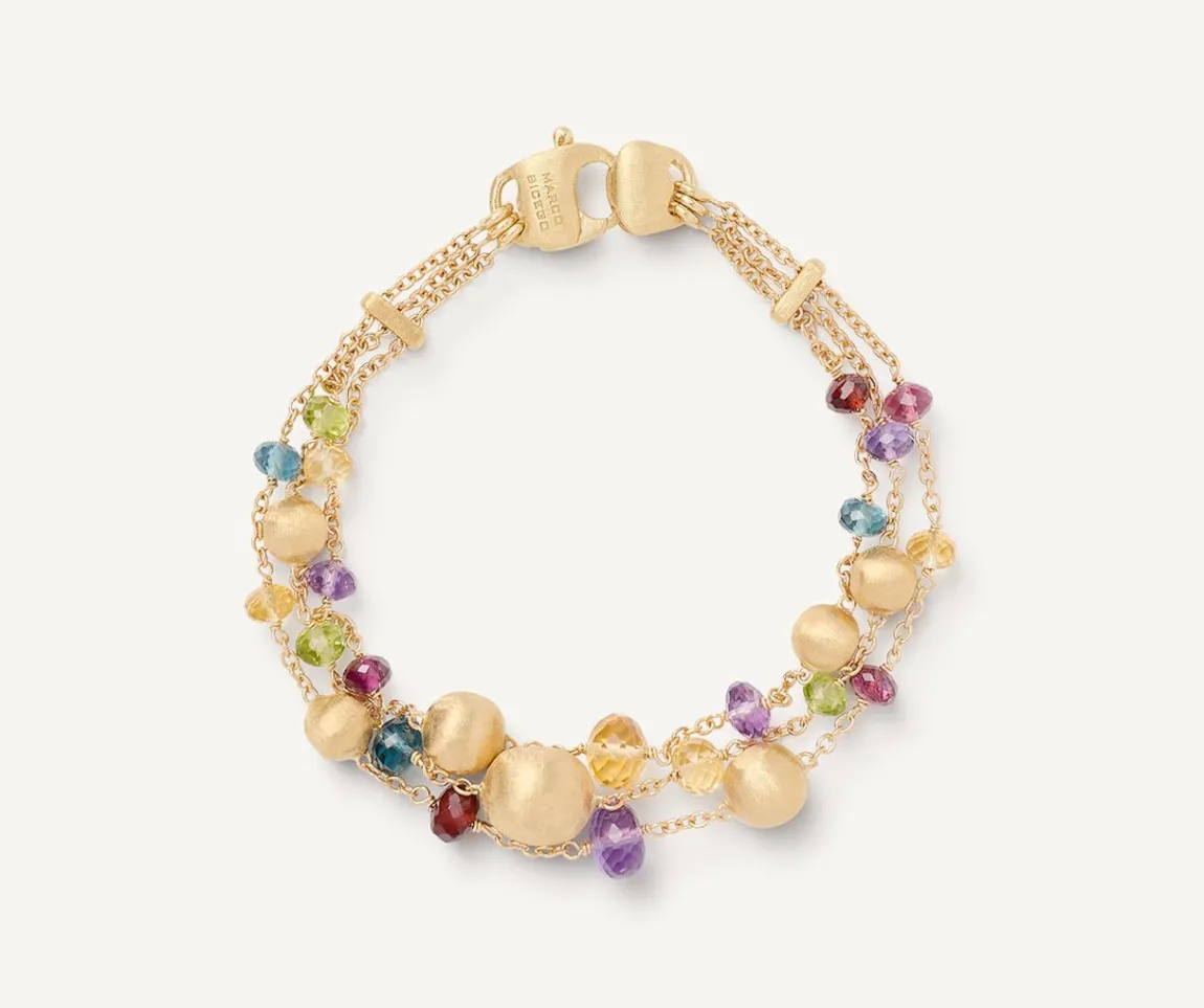 Marco Bicego Bracelets|18Kt Yellow Gold Mixed Gemstone Three-Strand Bracelet