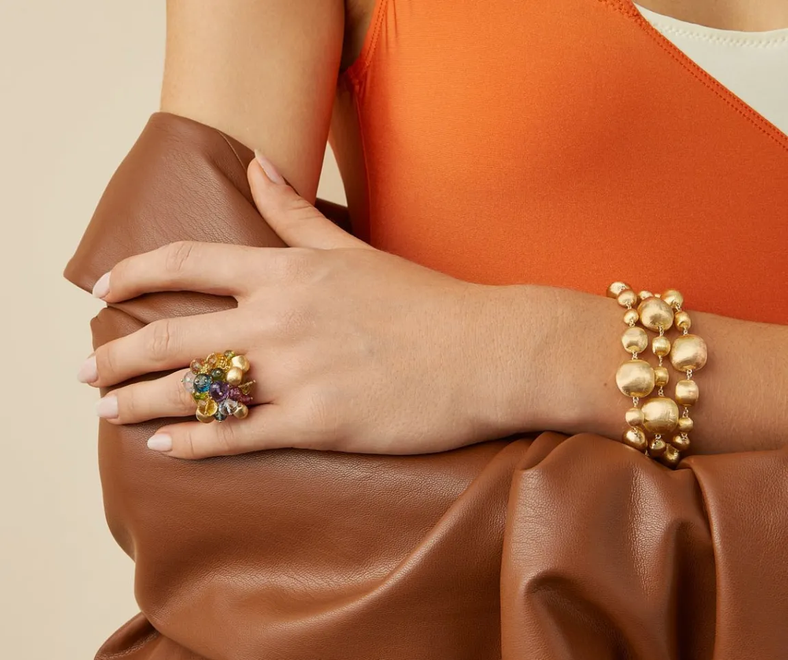Marco Bicego Rings|18Kt Yellow Gold Mixed Gemstone Cocktail Ring, Large