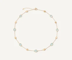 Marco Bicego Necklaces|18Kt Yellow Gold Necklace With Oval Elements And Aquamarine