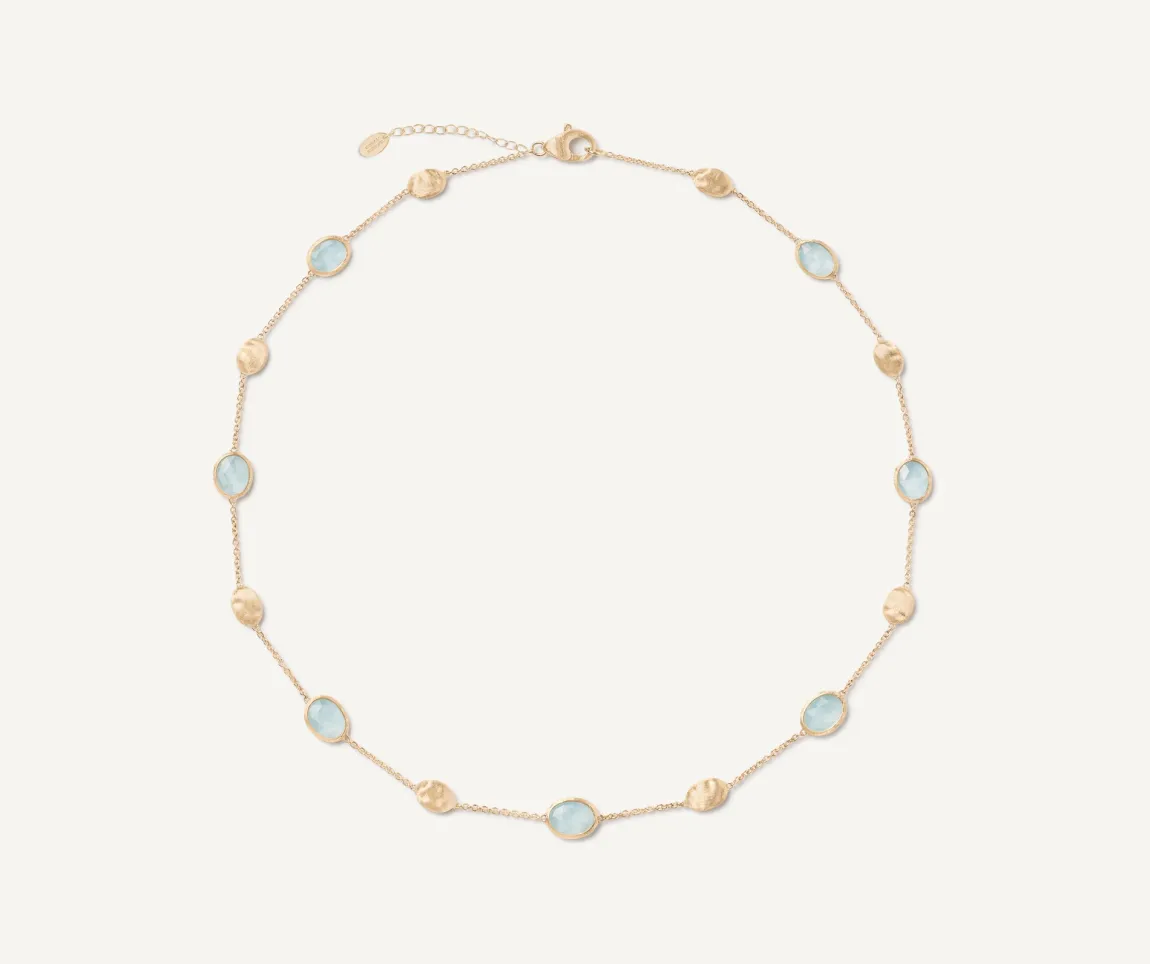 Marco Bicego Necklaces|18Kt Yellow Gold Necklace With Oval Elements And Aquamarine