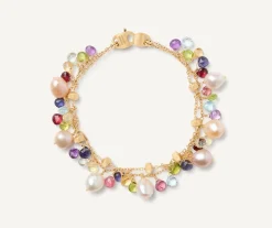 Marco Bicego Bracelets|18Kt Yellow Gold Pearls And Multicoloured Gemstone Double-Strand Bracelet
