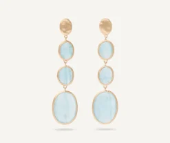 Marco Bicego Earrings|18Kt Yellow Gold Pendant Earring With Aquamarines