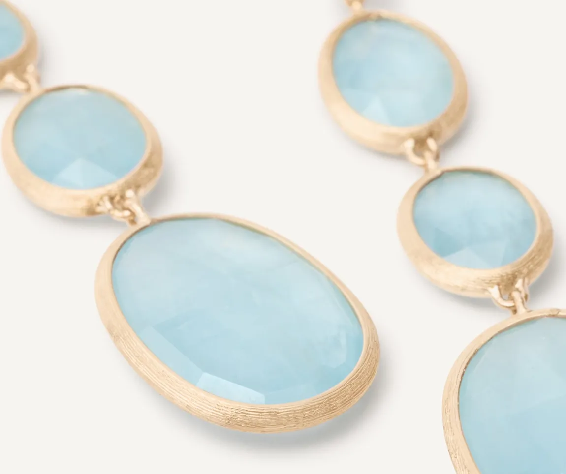 Marco Bicego Earrings|18Kt Yellow Gold Pendant Earring With Aquamarines