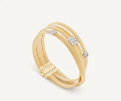 Marco Bicego Bracelets|18Kt Yellow Gold Three-Strand Bracelet With Diamond Pave