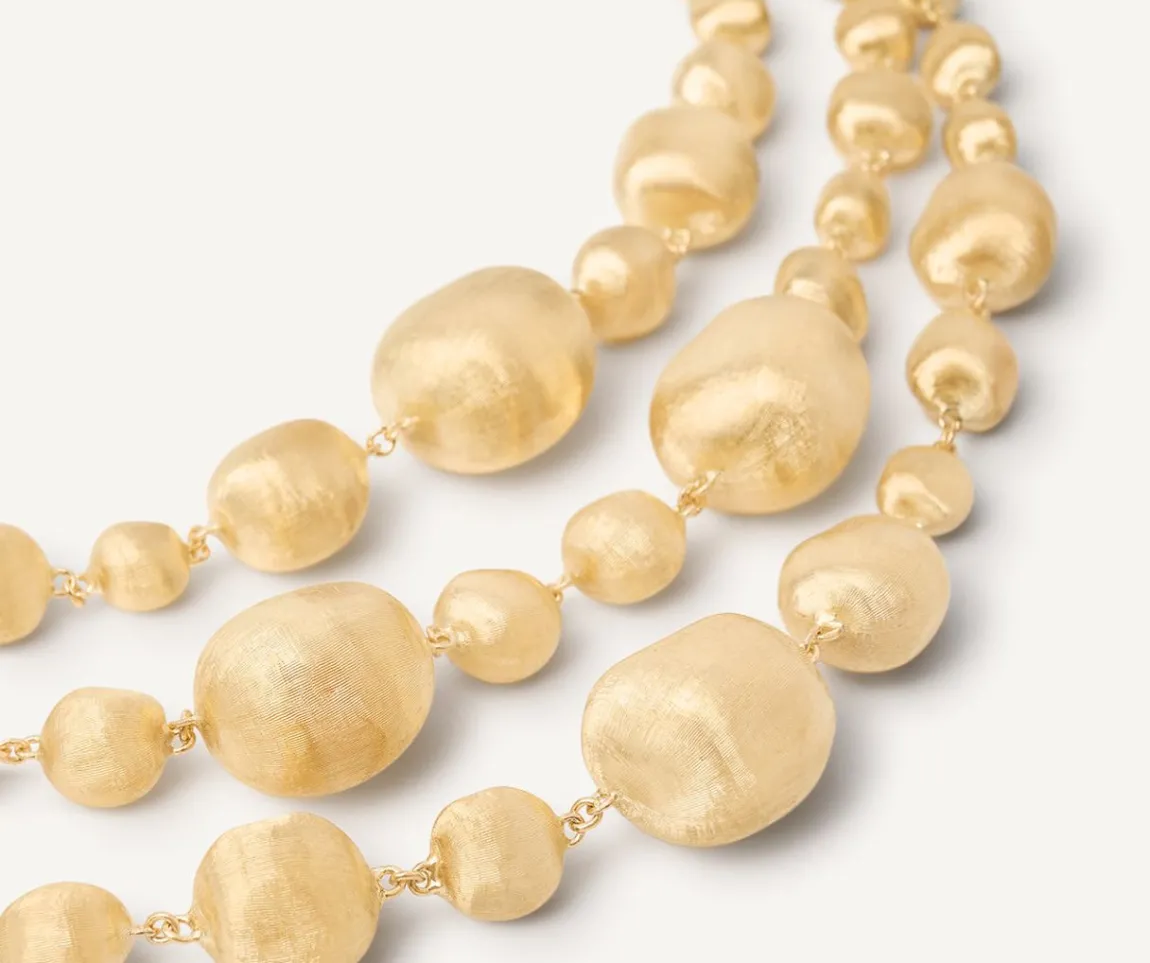 Marco Bicego Bracelets|18Kt Yellow Gold Three-Strand Mixed Bead Bracelet