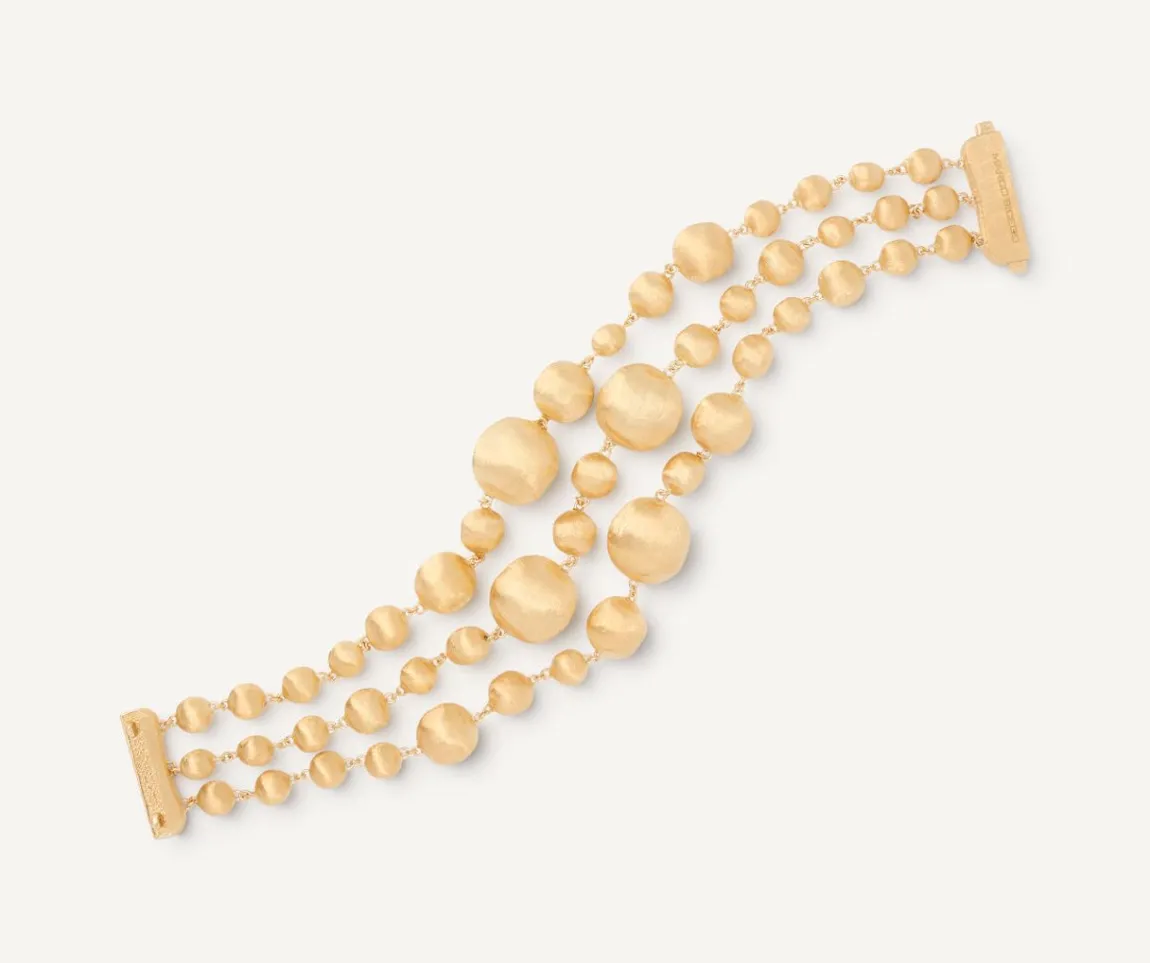 Marco Bicego Bracelets|18Kt Yellow Gold Three-Strand Mixed Bead Bracelet