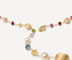 Marco Bicego Necklaces|Mixed Gemstone And Pearls 18Kt Yellow Gold Lariat Necklace