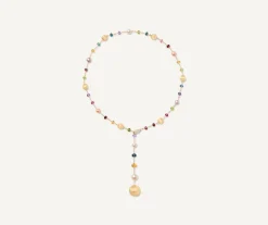 Marco Bicego Necklaces|Mixed Gemstone And Pearls 18Kt Yellow Gold Lariat Necklace