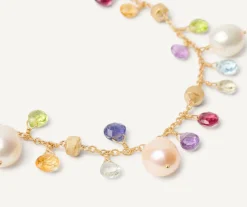 Marco Bicego Bracelets|Pearls And Multicoloured Gemstone Single-Strand 18Kt Yellow Gold Bracelet