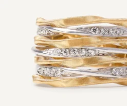 Marco Bicego Rings|Seven-Band Ring With Diamond-Studded Plaques