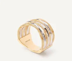 Marco Bicego Rings|Seven-Band Ring With Diamond-Studded Plaques