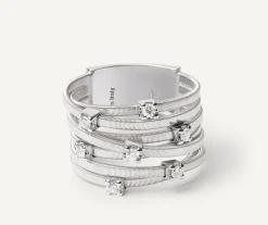 Marco Bicego Rings|Seven-Band White Gold Ring With Prong-Set Diamonds