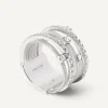 Marco Bicego Rings|Seven-Band White Gold Ring With Prong-Set Diamonds And Diamond-Studded Plaques