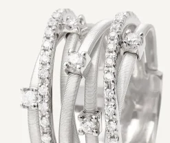 Marco Bicego Rings|Seven-Band White Gold Ring With Prong-Set Diamonds And Diamond-Studded Plaques