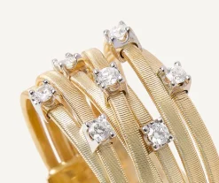 Marco Bicego Rings|Seven-Band Yellow Gold Ring With Prong-Set Diamonds