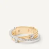 Marco Bicego Rings|Three-Band Ring With Prong-Set Diamonds And A Diamond-Studded Plaque