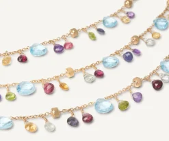 Marco Bicego Necklaces|Three-Strand Chain Necklace With Multicoloured Gemstones