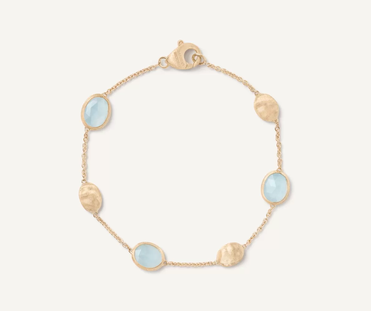 Marco Bicego 18Kt Yellow Gold Bracelet With Oval Elements And Aquamarine | Bracelets