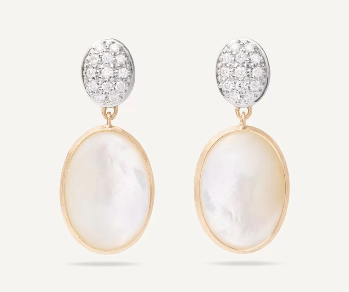 Marco Bicego 18Kt Yellow Gold Double Earrings With Diamonds And Mother-Of-Pearl | Earrings