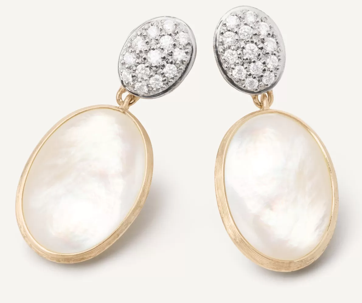 Marco Bicego 18Kt Yellow Gold Double Earrings With Diamonds And Mother-Of-Pearl | Earrings