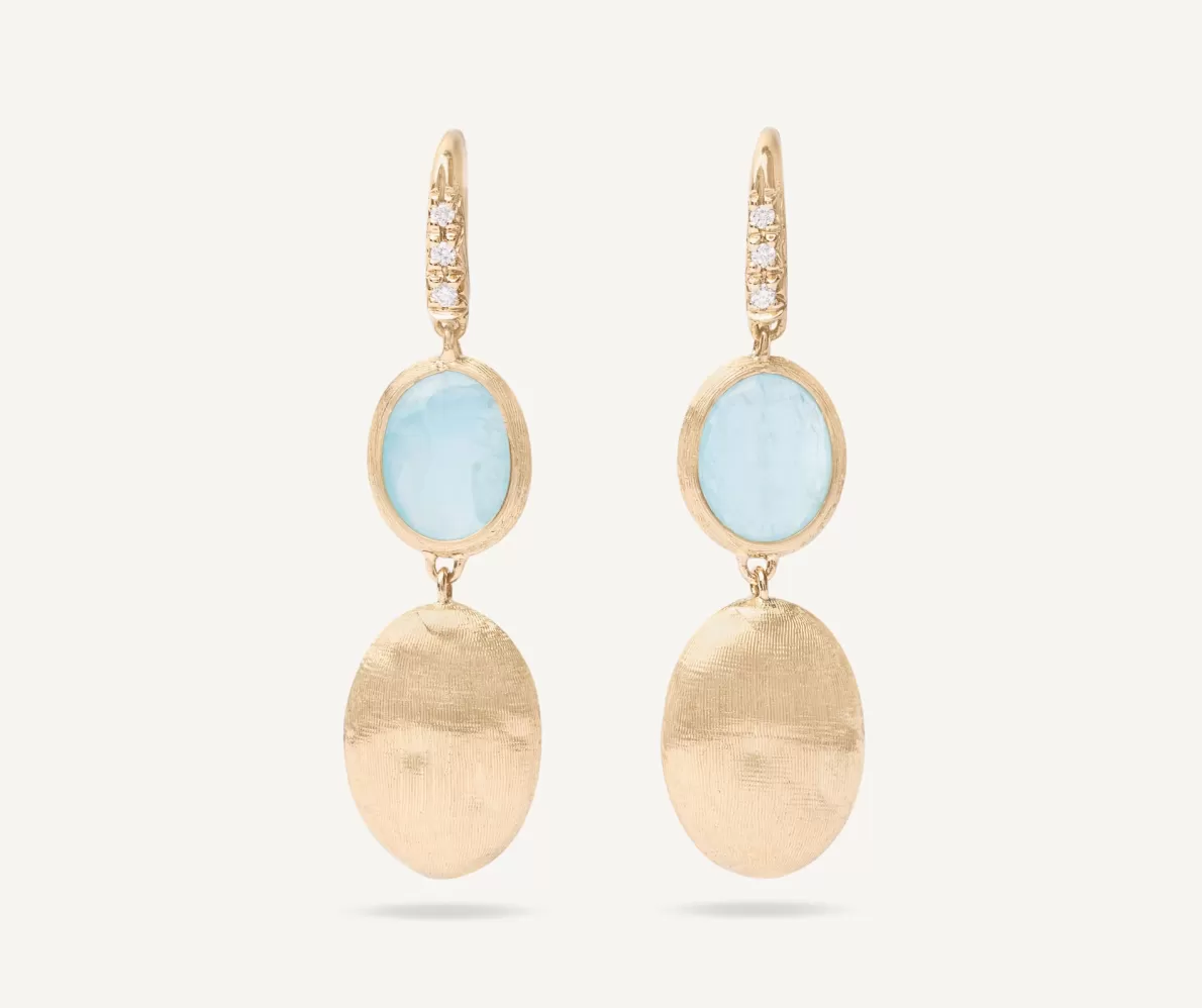 Marco Bicego 18Kt Yellow Gold Earrings With Aquamarine And Diamond Hook | Earrings