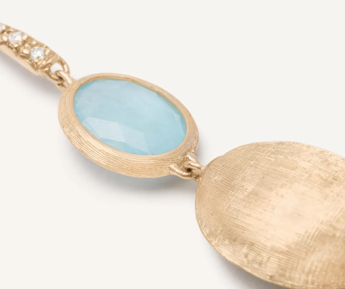 Marco Bicego 18Kt Yellow Gold Earrings With Aquamarine And Diamond Hook | Earrings