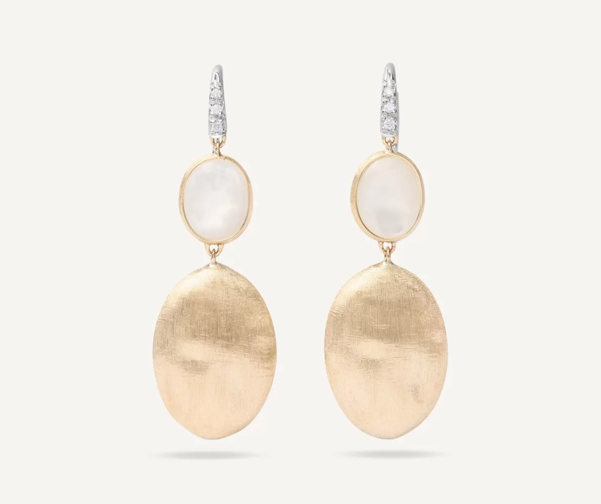 Marco Bicego 18Kt Yellow Gold Earrings With Mother-Of-Pearl And Diamond Hook | Earrings