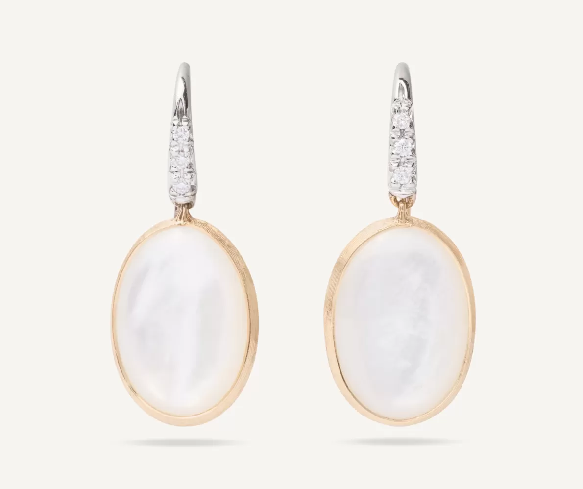 Marco Bicego 18Kt Yellow Gold Earrings With Mother-Of-Pearl And Diamond Hook | Earrings