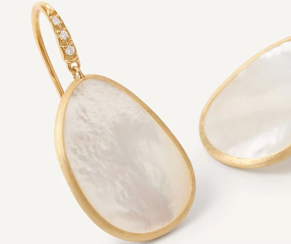 Marco Bicego 18Kt Yellow Gold Earrings With White Mother-Of-Pearl And Diamonds | Earrings