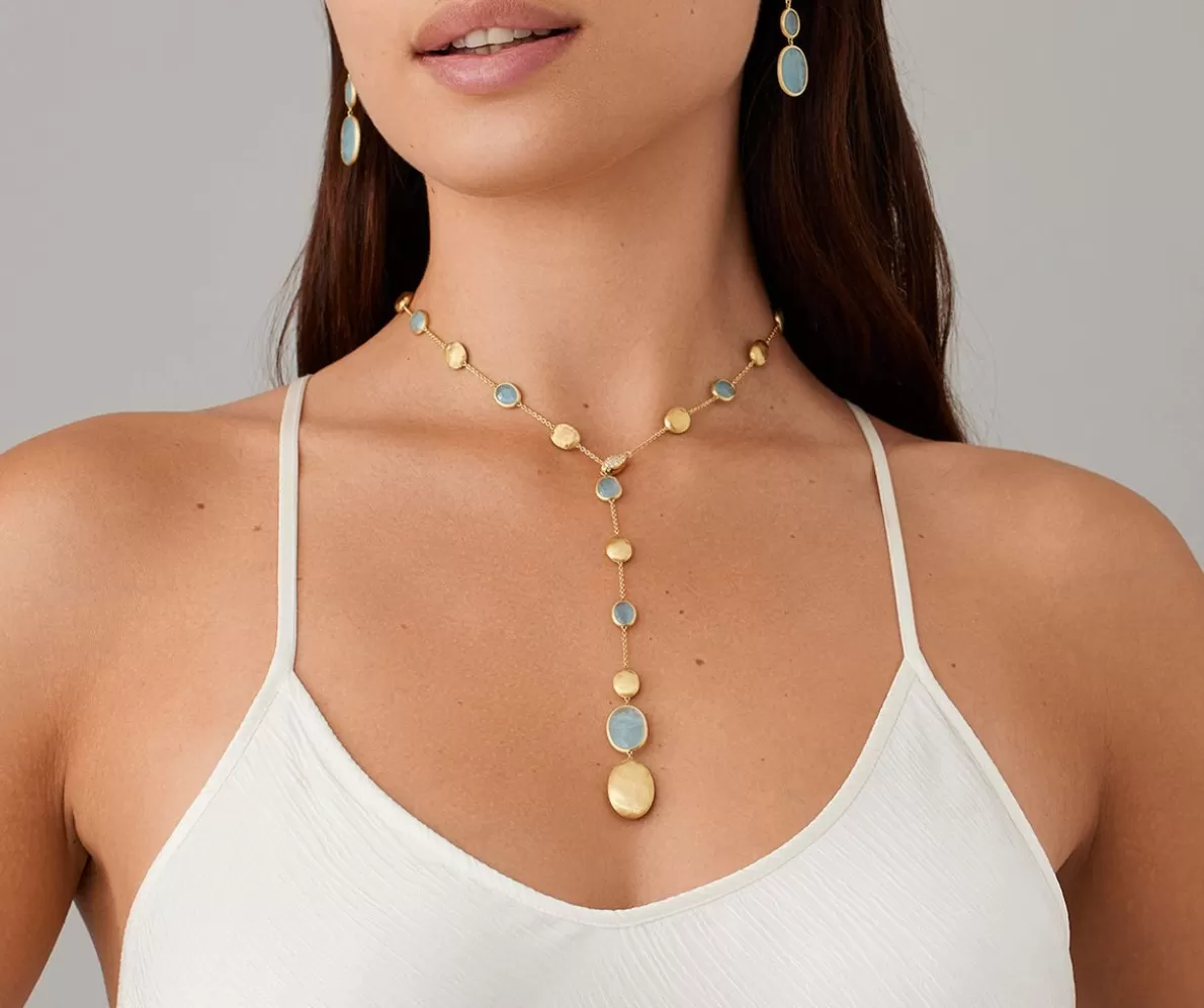 Marco Bicego 18Kt Yellow Gold Lariat Necklace With Aquamarines And Diamonds | Necklaces